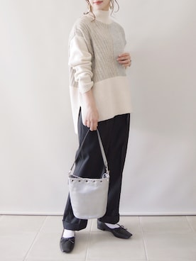 「PAPILLONNER（パピヨネ）のアイテム」を使った、陽さん（レディース・156cm）の秋コーディネート