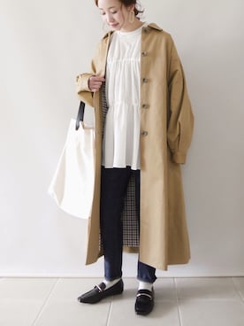 「アイテム（ステンカラーコート）」を使った、陽さん（レディース・156cm）の冬コーディネート
