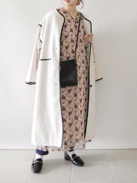 「パイピングコート」｜「アイテム（その他シューズ）」を使った、陽さん（レディース・156cm）の冬コーディネート