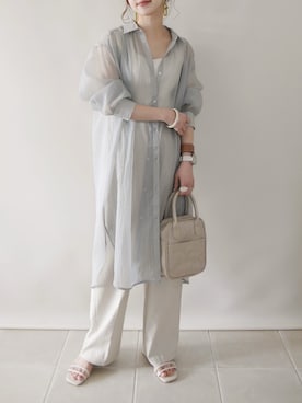「シアーワンピース」｜「アイテム（腕時計）」を使った、陽さん（レディース・156cm）の春コーディネート