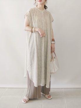「シアーワンピース」｜「アイテム（腕時計）」を使った、陽さん（レディース・156cm）の春コーディネート