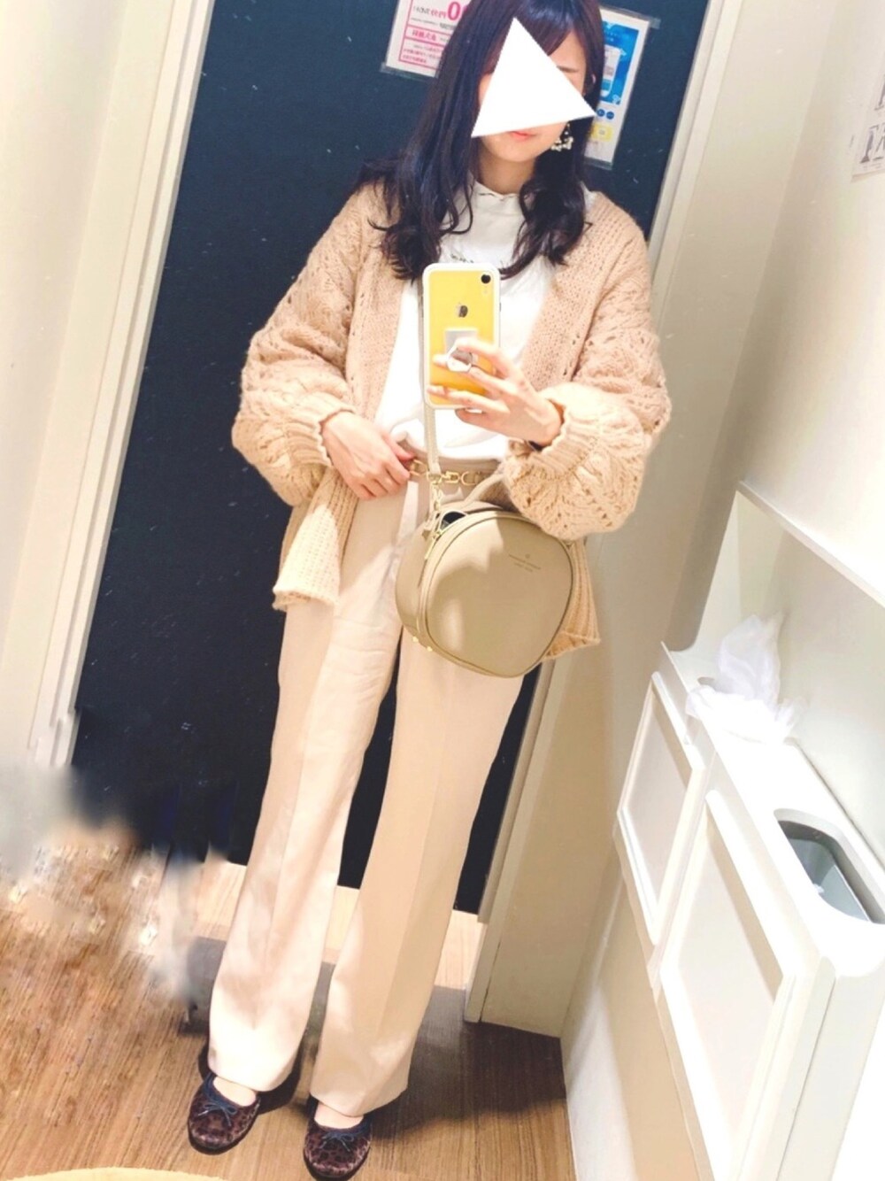 「春コーデ、低身長、ピンク、ひょう柄パンプス」｜「韓国で購入のアイテム（ショルダーバッグ、ベージュ系）」を使った、まるちゃんさん（レディース・152cm）の春コーディネートの1枚目の写真