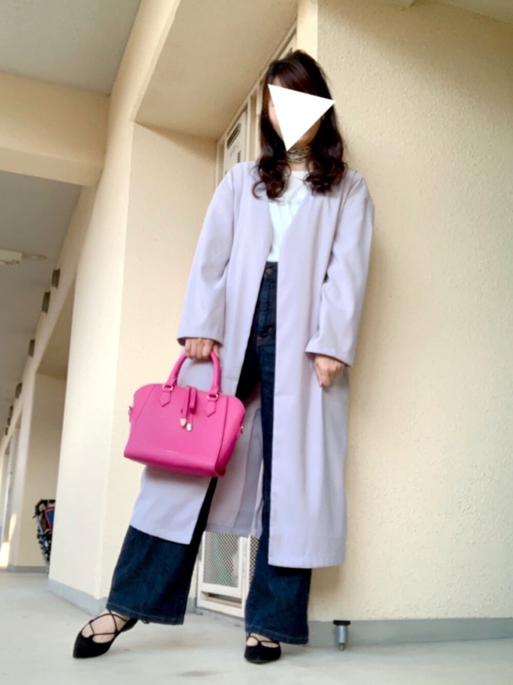 「シンプル、しまむら、ｺｺﾃﾞｨｰﾙ、古着、グローバルワーク(GLOBAL WORK)、パンツスタイル」｜「しまむらのアイテム（ノーカラージャケット、ブルー系）」を使った、まるちゃんさん（レディース・152cm）の春コーディネートの1枚目の写真