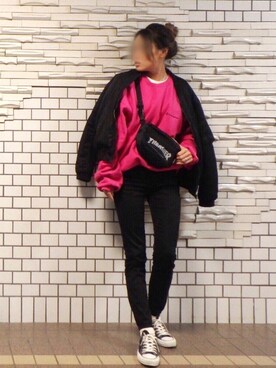 スウェット ピンク系 を使った 古着スウェット のレディース人気ファッションコーディネート Wear