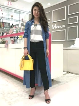 「M.deux（エムドゥ）のアイテム（シャツワンピース）」を使った、M.deux_Officialさん（レディース・160cm）の春コーディネート