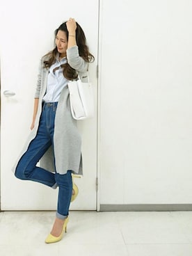 「M.deux（エムドゥ）のアイテム（カーディガン/ボレロ）」を使った、M.deux_Officialさん（レディース・155cm）の冬コーディネート