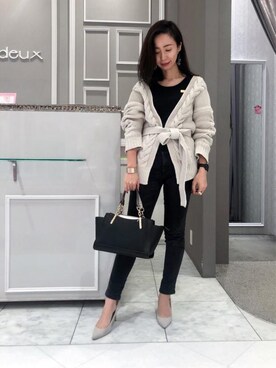 「M.deux（エムドゥ）のアイテム（カーディガン/ボレロ）」を使った、M.deux_Officialさん（レディース・158cm）の冬コーディネート