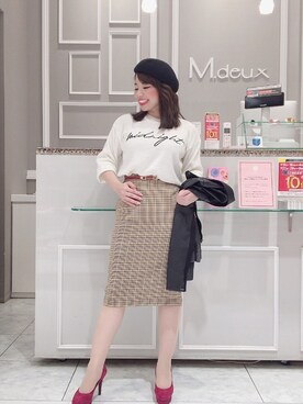 「M.deux（エムドゥ）のアイテム（ライダースジャケット）」を使った、M.deux_Officialさん（レディース・153cm）の秋コーディネート