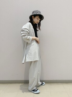 「PAGEBOY（ページボーイ）のアイテム（ノーカラージャケット）」を使った、さ や こさん（レディース・154cm）の冬コーディネート