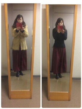 「ICB（アイシービー）のアイテム（ムートンコート）」を使った、setsu さん（レディース・163cm）の冬コーディネート