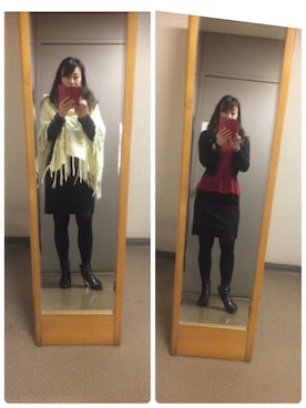 「寒い」｜「アイテム（ポンチョ）」を使った、setsu さん（レディース・163cm）の冬コーディネート