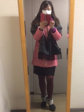 「バレンタインデートスタイル」｜「アイテム（ノーカラージャケット）」を使った、setsu さん（レディース・163cm）の冬コーディネート