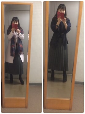 「ジレ」｜「アイテム（チェスターコート）」を使った、setsu さん（レディース・163cm）の春コーディネート