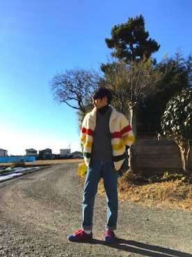 「カウチンセーター」｜「アイテム（ジャケット/アウター）」を使った、RYO  🏀さん（メンズ・169cm）の冬コーディネート