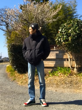 「BLUE BLUE（ブルーブルー）のアイテム（デニムパンツ）」を使った、RYO  🏀さん（メンズ・169cm）の冬コーディネート