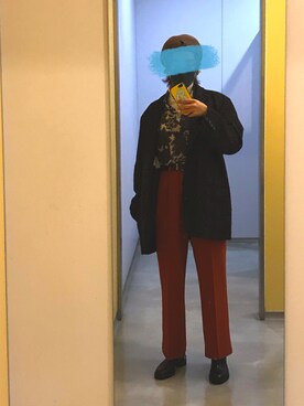 「スラックスパンツ」｜「アイテム（ハンチング/ベレー帽）」を使った、鶫さん（レディース・161cm）の秋コーディネート