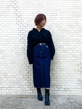 「MOUSSY（マウジー）のアイテム（ブーツ）」を使った、misakiさん（レディース・155cm）の秋コーディネート