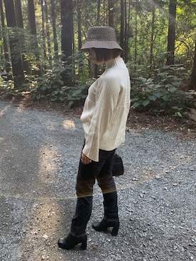 「MOUSSY（マウジー）のアイテム（ブーツ）」を使った、misakiさん（レディース・155cm）の秋コーディネート