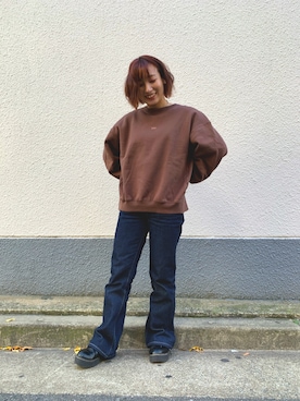 「Lee（リー）のアイテム（スウェット）」を使った、misakiさん（レディース・155cm）の秋コーディネート