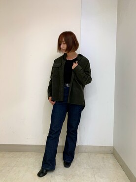 「MOUSSY（マウジー）のアイテム（ブーツ）」を使った、misakiさん（レディース・155cm）の秋コーディネート