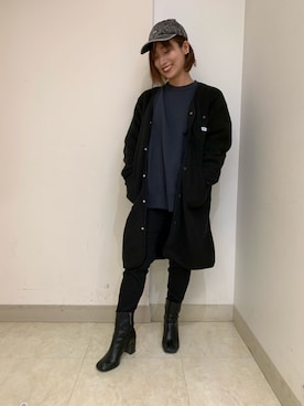 「Lee（リー）のアイテム（ノーカラーコート）」を使った、misakiさん（レディース・155cm）の秋コーディネート