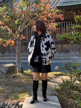 「MOUSSY（マウジー）のアイテム（ブーツ）」を使った、misakiさん（レディース・155cm）の冬コーディネート