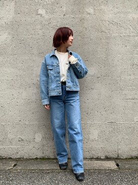 「Lee」｜「アイテム（デニムジャケット）」を使った、misakiさん（レディース・155cm）の冬コーディネート