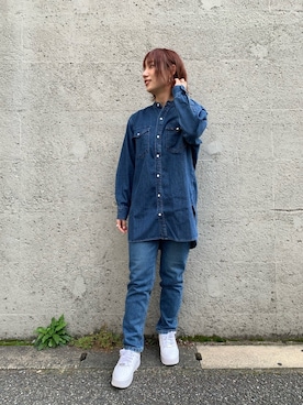 「NIKE（ナイキ）のWMNS AF1 SAGE LOW ナイキ ウィメンズ エアフォース1 セイジ LOW AR5339-100（スニーカー）」を使った、misakiさん（レディース・155cm）の冬コーディネート
