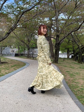 「柄シャツ」｜misakiさん（レディース・155cm）の春コーディネート