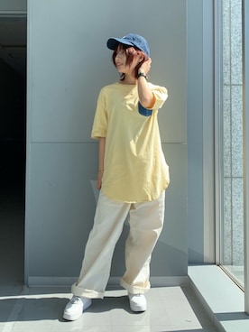「Lee（リー）のアイテム（キャップ）」を使った、misakiさん（レディース・155cm）の夏コーディネート
