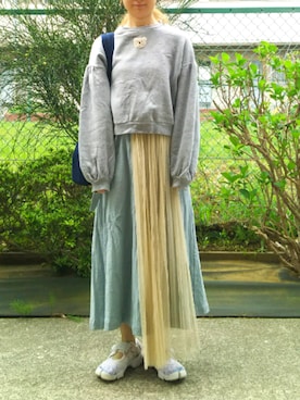 「merry jenny（メリージェニー）のアイテム（ジャージ）」を使った、DAJURIさん（レディース・156cm）の春コーディネート