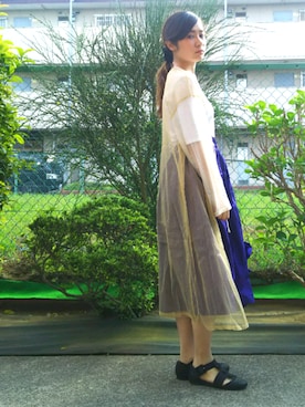 「ベルイエロー」｜「アイテム（その他アウター）」を使った、DAJURIさん（レディース・156cm）の春コーディネート