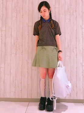 「MELLOW（メロー）のアイテム」を使った、DAJURIさん（レディース・156cm）の春コーディネート