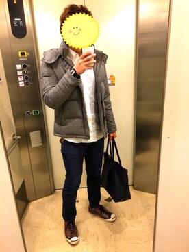 「ジャックパーセル」｜「アイテム（ダウンジャケット/コート）」を使った、utaunekoさん（メンズ・176cm）の冬コーディネート