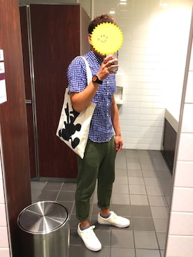 「H&M（エイチ・アンド・エム）のアイテム（トートバッグ）」を使った、utaunekoさん（メンズ・177cm）の夏コーディネート