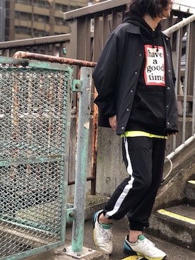 「Onitsuka Tiger × ANDREA POMPILIO（オニツカタイガーアンドレアポンピリオ）のアイテム（スニーカー）」を使った、kutir_menさん（メンズ・172cm）の春コーディネート