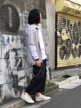 「kutir（クティール）のアイテム（チノパンツ）」を使った、kutir_menさん（メンズ・172cm）の春コーディネート