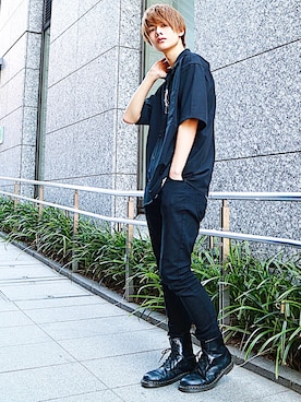 「Dr. Martens（ドクターマーチン）のDr.Martens / 1460 8EYEBOOT（ブーツ）」を使った、kutir_menさん（メンズ・176cm）の春コーディネート