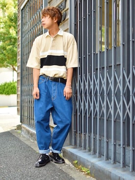 「kutir（クティール）のアイテム（デニムパンツ）」を使った、kutir_menさん（メンズ・172cm）の夏コーディネート