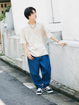 「kutir（クティール）のアイテム（デニムパンツ）」を使った、kutir_menさん（メンズ・171cm）の夏コーディネート