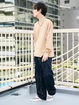 「kutir（クティール）のsuperloose longT/スーパールーズ ロンＴ ロングスリーブTシャツ（Tシャツ/カットソー）」を使った、kutir_menさん（メンズ・171cm）の秋コーディネート