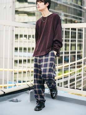 「kutir（クティール）のsuperloose longT/スーパールーズ ロンＴ ロングスリーブTシャツ（Tシャツ/カットソー）」を使った、kutir_menさん（メンズ・171cm）の秋コーディネート
