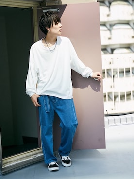 「kutir（クティール）のsuperloose longT/スーパールーズ ロンＴ ロングスリーブTシャツ（Tシャツ/カットソー）」を使った、kutir_menさん（メンズ・171cm）の秋コーディネート