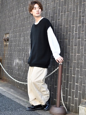 「kutir（クティール）のアイテム（Tシャツ/カットソー）」を使った、kutir_menさん（メンズ・171cm）の春コーディネート