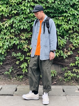 「OSHKOSH（オシュコシュ）のアイテム（ジャケット/アウター）」を使った、HNZさん（メンズ・177cm）の春コーディネート