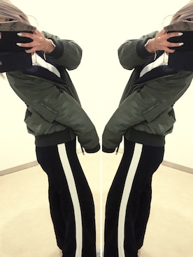 「SpRay（スプレイ）のアイテム（MA-1）」を使った、💜💓🙈ちゃっぴ💋💓💜さん（レディース・158cm）の春コーディネート