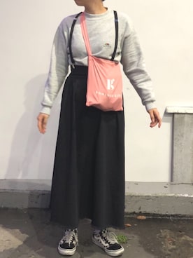 「skirt」｜「アイテム（スウェット）」を使った、Kaedeさん（レディース・155cm）の春コーディネート