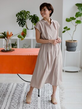 「ZAKKA-BOX（ザッカボックス）のアイテム（シャツワンピース）」を使った、ZAKKA-BOX officialさん（レディース・160cm）の夏コーディネート