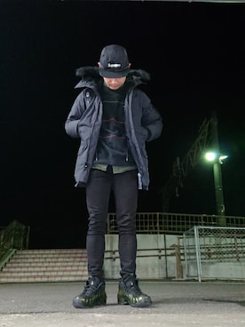 「Levi's（リーバイス）のアイテム（ダウンジャケット/コート）」を使った、ユウキさん（メンズ・170cm）の冬コーディネート