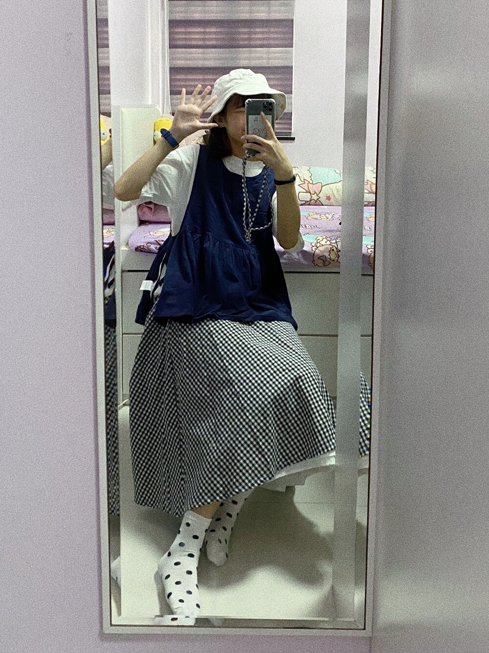 「夏、ootd、休閒、日常、日系」｜「Forgive & Forget Apparelのアイテム（帽子、ホワイト系）」を使った、c_.htさん（レディース・165cm）の春コーディネートの1枚目の写真